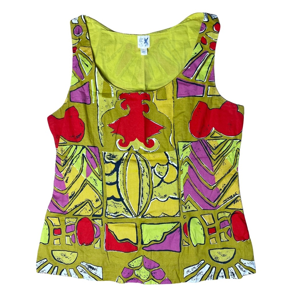 Anthropologie Edme & Esyllte Sleeveless Top Shirt Lined Size 8 Retro Geometric